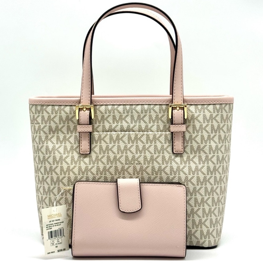 Michael Kors Jet Set Travel XS Logo Top-Zip Tote Bag & Matching Bifold Wallet - Picture 5 of 13